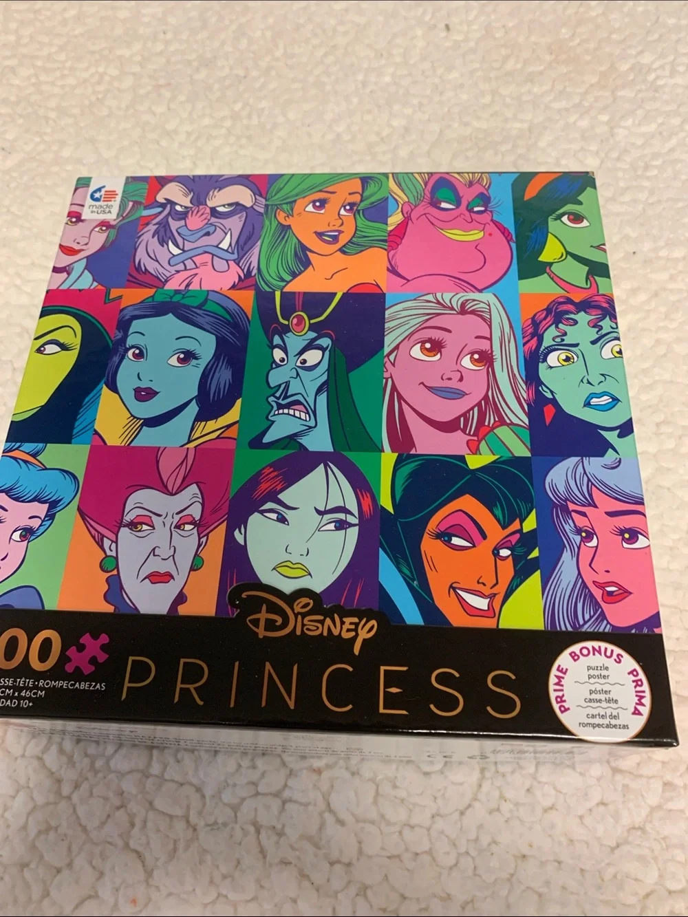 Disney Neon Pop-Art Princess & Villain Portrait Puzzle NEW 300 pieces W/Poster